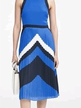 Banana Republic Pleated Chevron Midi Dress